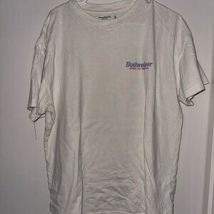 Abercrombie & Fitch White Short Sleeve Tee with Small Blue & Red Logo